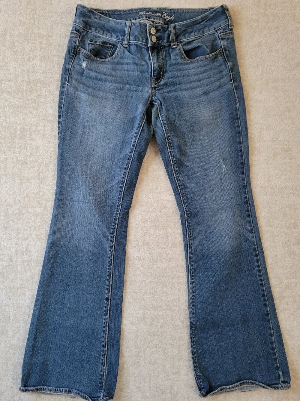 American Eagle Artist Flared Stretch Denim Jeans 6 Regular Med Blue Wash Y2K